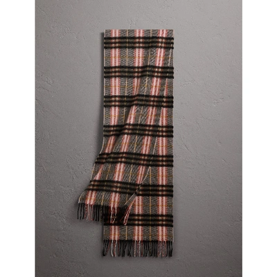 Shop Burberry Check Cashmere Scarf In Ash Rose