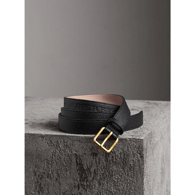 Shop Burberry Embossed Leather Belt In Black