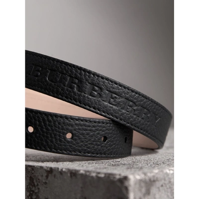 Shop Burberry Embossed Leather Belt In Black