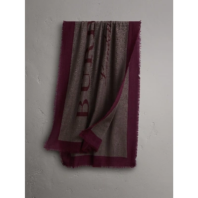 Shop Burberry Graphic Print Motif  Lightweight Cashmere Scarf In Ash Rose
