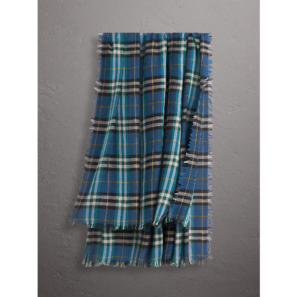 burberry check wool square scarf