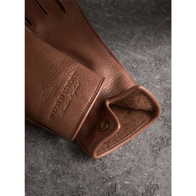 Shop Burberry Deerskin Gloves In Chestnut Brown
