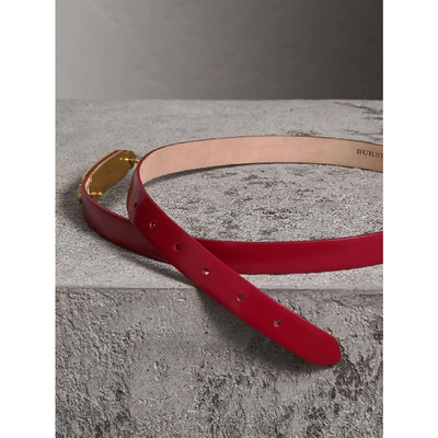 Shop Burberry Plaque Buckle Leather Belt In Parade Red