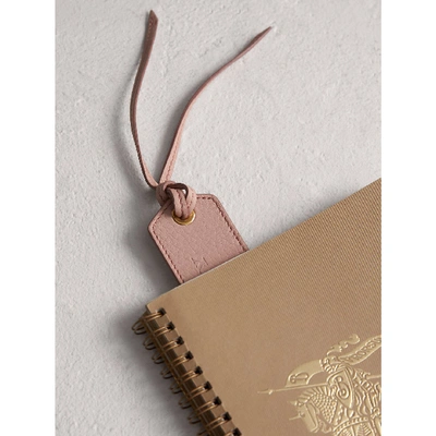 Shop Burberry Embossed Leather Bookmark In Pale Ash Rose