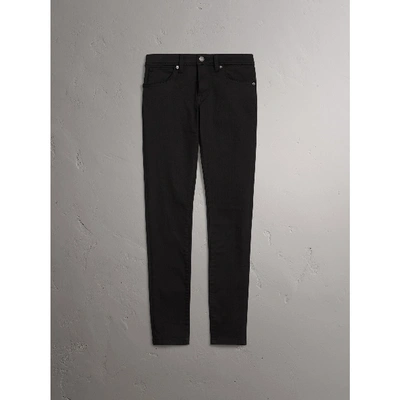 Shop Burberry Skinny Fit Low-rise Deep Black Jeans