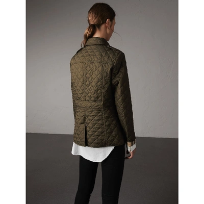 Shop Burberry Diamond Quilted Jacket In Dark Olive