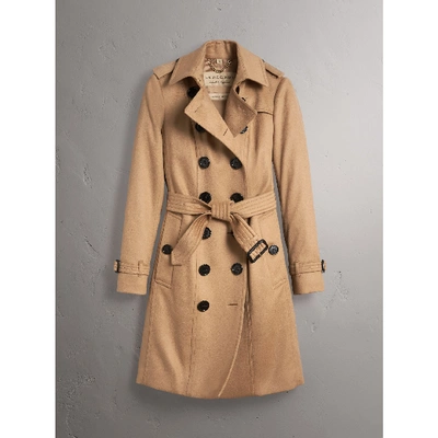 Shop Burberry Sandringham Fit Cashmere Trench Coat In Camel