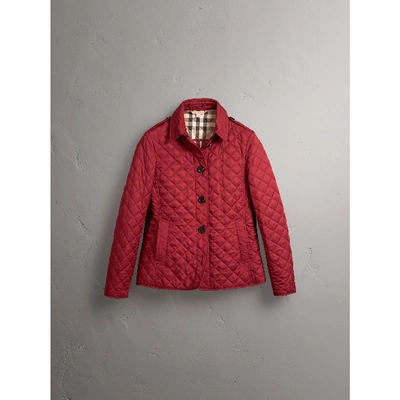 Shop Burberry Diamond Quilted Jacket In Parade Red