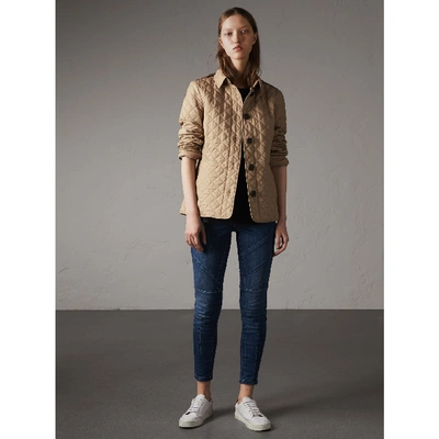 Shop Burberry Diamond Quilted Jacket In Canvas