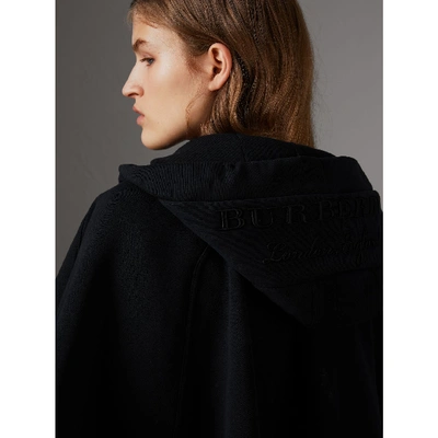 Burberry Embroidered Jersey Hooded Cape In Black ModeSens