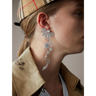 Shop Burberry Crystal Half-daisy Drop Earring And Stud Set