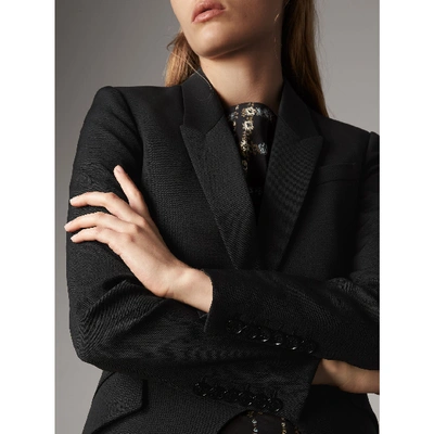 Shop Burberry Cut-out Detail Tailored Wool Riding Jacket In Black