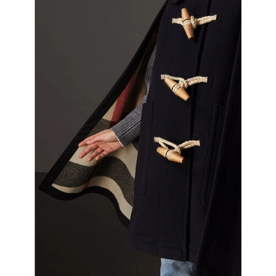 Burberry Double-faced Wool Blend Duffle Cape In Navy | ModeSens