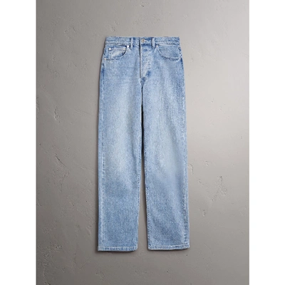 Shop Burberry Straight Fit Stonewashed Jeans In Light Stone Blue