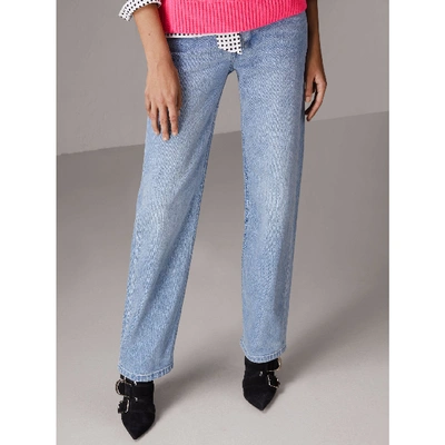 Shop Burberry Straight Fit Stonewashed Jeans In Light Stone Blue