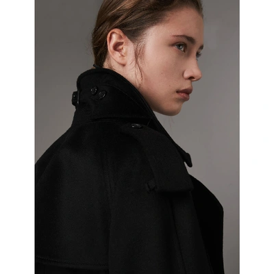 Shop Burberry Cashmere Trench Coat In Black