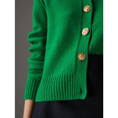 Burberry Bird Button Cashmere Cardigan In Mineral Green | ModeSens