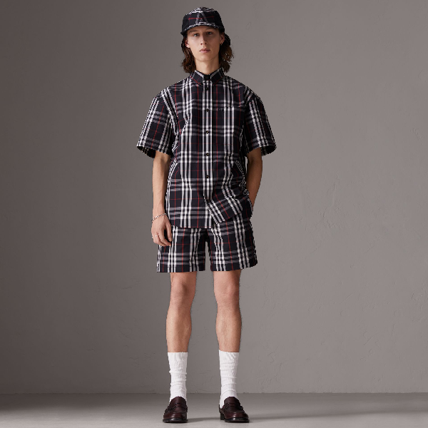 Burberry Gosha X Short-sleeve Check Shirt In Navy | ModeSens