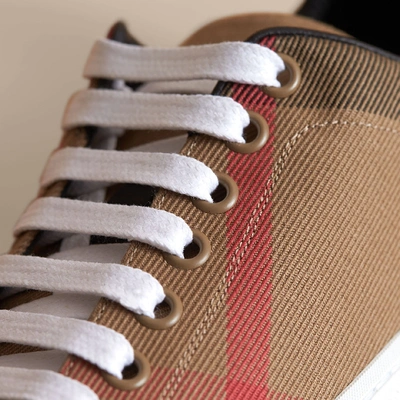 Shop Burberry House Check And Leather Sneakers In Classic Check