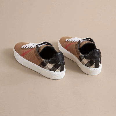 Shop Burberry House Check And Leather Sneakers In Classic Check