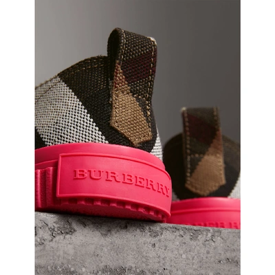 Shop Burberry Canvas Check And Leather Sneakers In Classic Check
