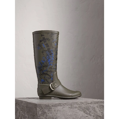 Artistic Footprints: Burberry Doodle Print Rain Boots