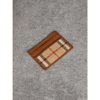 Shop Burberry Horseferry Check Card Case In Tan
