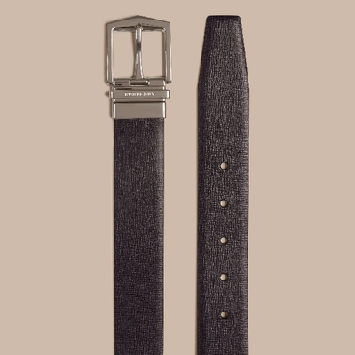 Shop Burberry Reversible London Leather Belt In Dark Navy/black