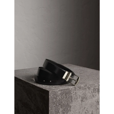 Shop Burberry Reversible Bridle Leather Belt In Black/chocolate