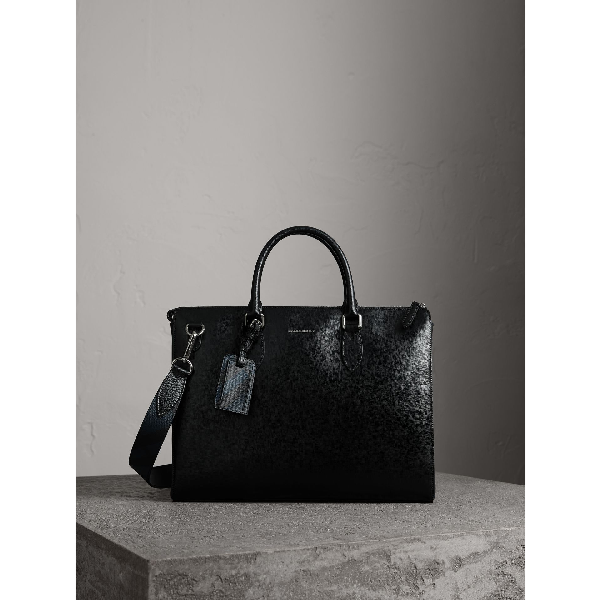 Burberry Embossed Grainy Leather Holdall In Black | ModeSens
