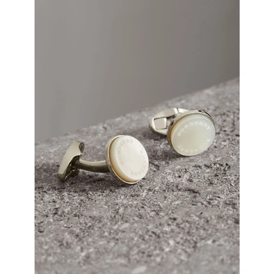 Shop Burberry Mother-of-pearl Stone Round Cufflinks