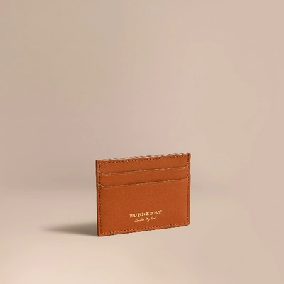 Shop Burberry Trench Leather Card Case In Tan