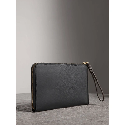 Shop Burberry Two-tone Trench Leather Travel Wallet In Black