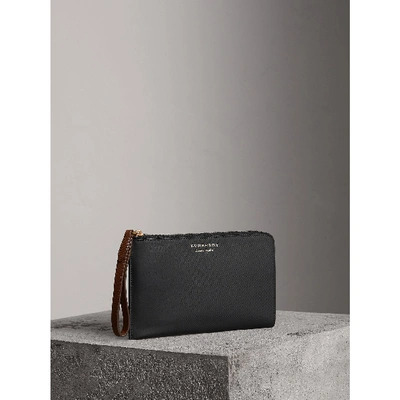 Shop Burberry Two-tone Trench Leather Travel Wallet In Black