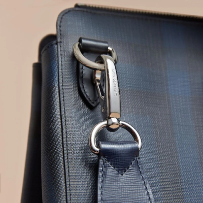 Shop Burberry Large London Leather Briefcase In Dark Navy