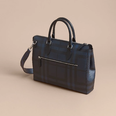 Shop Burberry Large London Leather Briefcase In Dark Navy