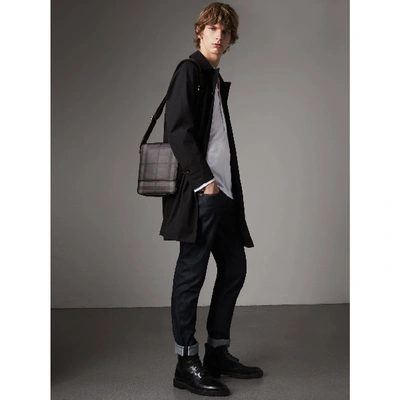 Shop Burberry London Check Crossbody Bag In Charcoal/black