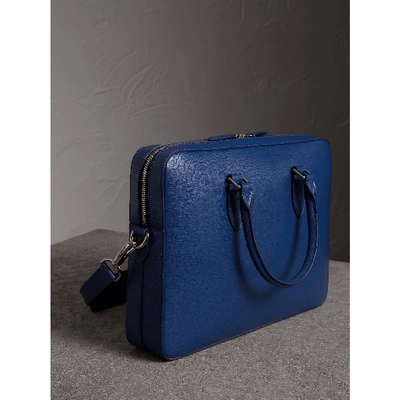 Shop Burberry London Leather Briefcase In Deep Blue