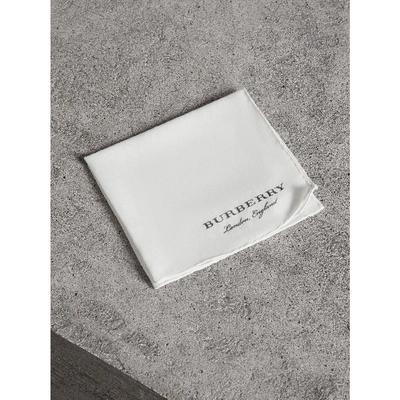 Shop Burberry Cotton Silk Pocket Square In White