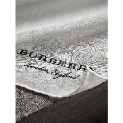 Shop Burberry Cotton Silk Pocket Square In White