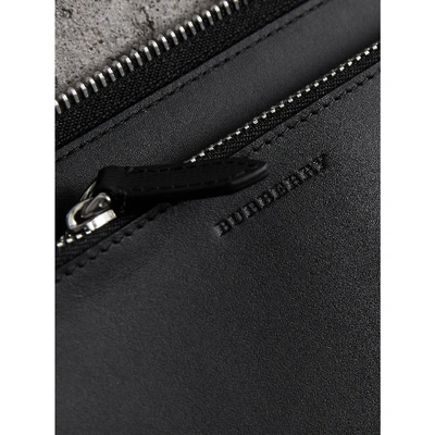 Shop Burberry London Check Ziparound Wallet In Charcoal/black