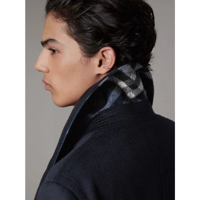 Shop Burberry Wool Cashmere Pea Coat In Navy