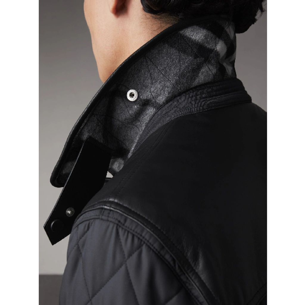 Burberry Lambskin Yoke Diamond Quilted Jacket In Black ModeSens