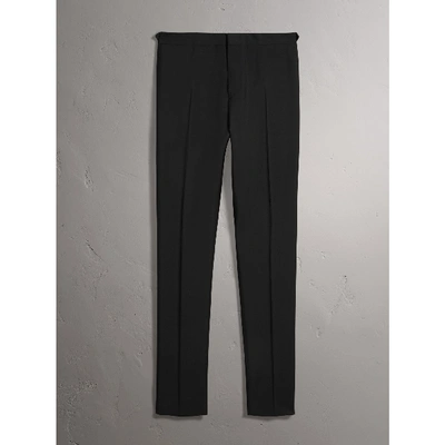 Shop Burberry Slim Fit Wool Mohair Evening Trousers In Black