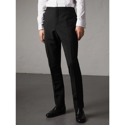 Shop Burberry Slim Fit Wool Mohair Evening Trousers In Black