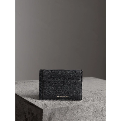 Shop Burberry House Check And Leather Money Clip Card Case In Black