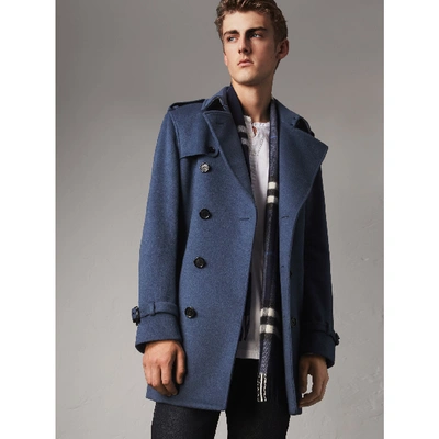 Shop Burberry Wool Cashmere Trench Coat In Dark Canvas Blue