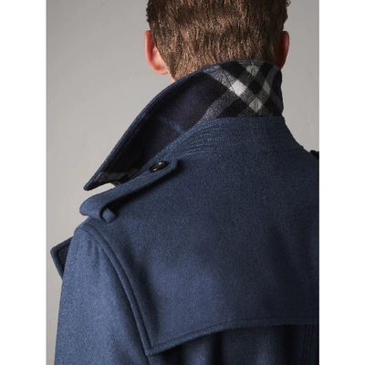 Shop Burberry Wool Cashmere Trench Coat In Dark Canvas Blue