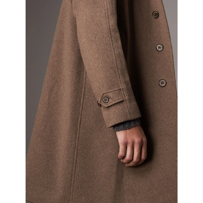 Shop Burberry Cashmere Car Coat In Deep Taupe Melange