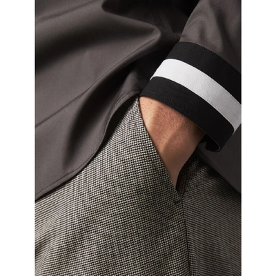 Shop Burberry Striped Cuff Stretch Cotton Shirt In Stone Grey